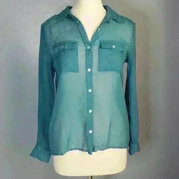 Qsw Quiksilver Collection Gauzey Semi Sheer Convertible Sleeve Beach Shirt Sz S - Picture 1 of 11